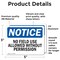 Signmission No Field Use Allowed Without Permission, 5 in W x Rectangle, Vinyl Decal OS-2PACK-NS-D-35-L-14542 - alternate 5